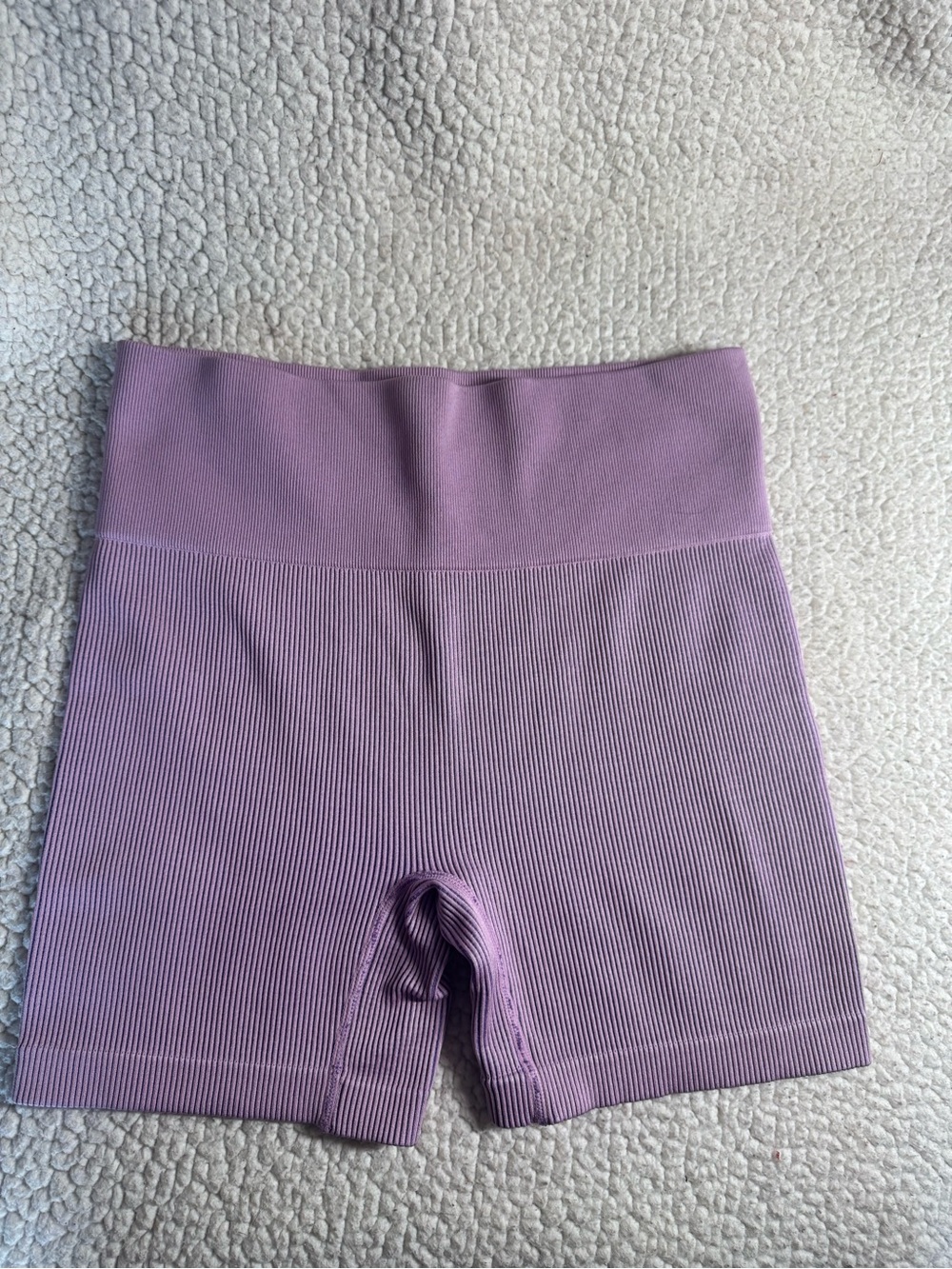 Colsie Lavender Ribbed High-Waist Bike Shorts